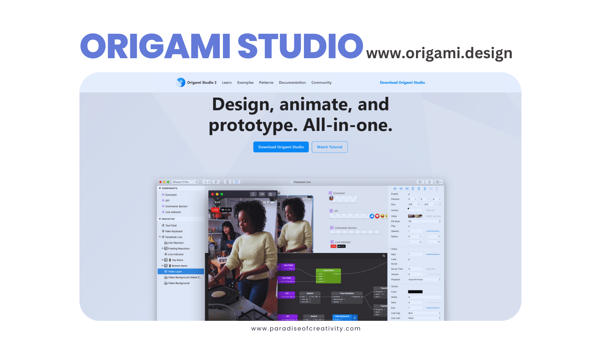 Origami Studio is a powerful prototyping tool that offers a range of advanced features and integrations, making it a great option for designers who need a more robust tool as part of their design system.